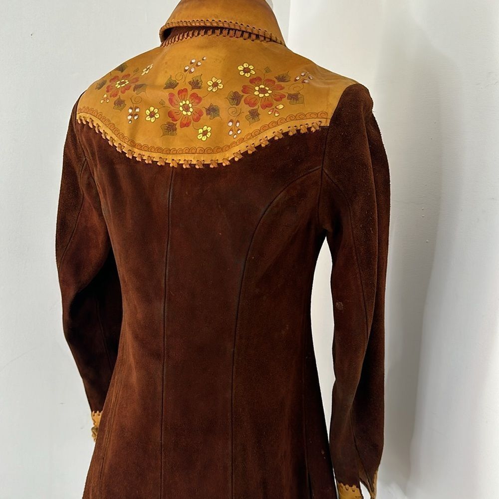 Vintage 70s CHAR Handpainted Hippy Genuine Suede Jacket - Picture 9 of 15